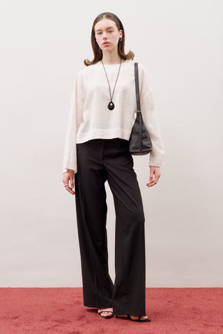 Crew-Neck Crop Top Ecru