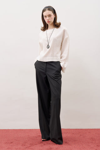 Crew-Neck Crop Top Ecru