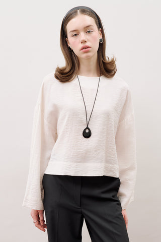 Crew Neck Crop Top Ecru