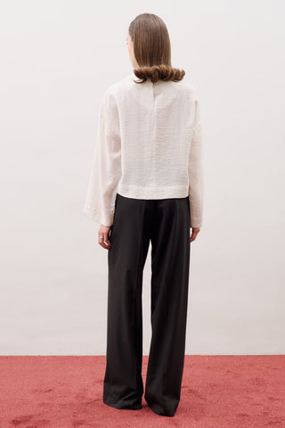 Crew-Neck Crop Top Ecru