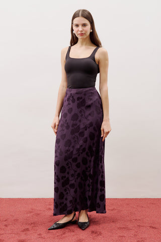 Jacquard Satin Skirt Purple