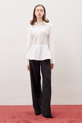 Fitted Peplum Shirt Ecru