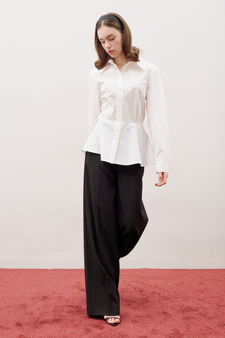 Fitted Peplum Shirt Ecru