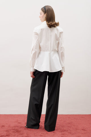 Fitted Peplum Shirt Ecru