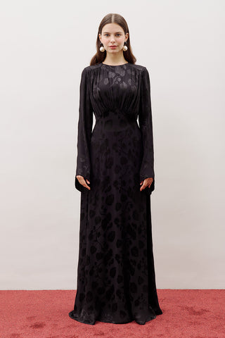 Jacquard Satin Evening Dress Black