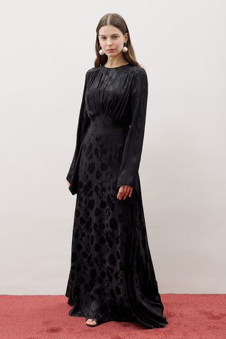 Jacquard Satin Evening Dress Black