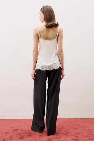 Lace-Trim Strap Blouse Ecru