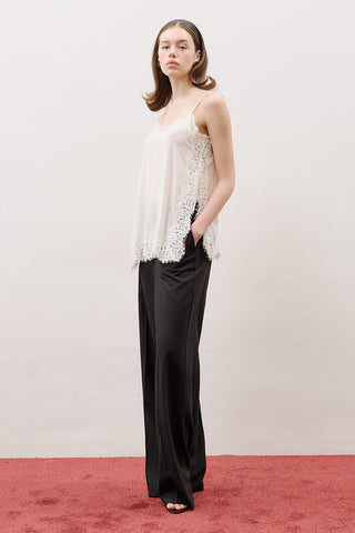 Lace-Trim Strap Blouse Ecru