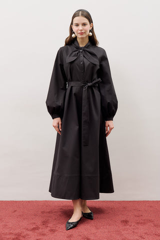 Tie-Neck Dress Black