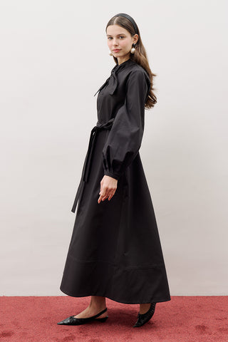 Tie-Neck Dress Black