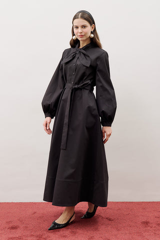 Tie-Neck Dress Black