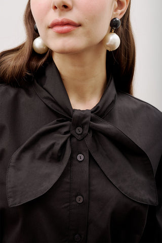 Tie-Neck Dress Black