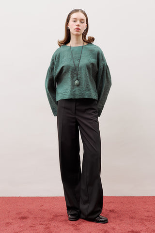 Crew Neck Crop Top Green