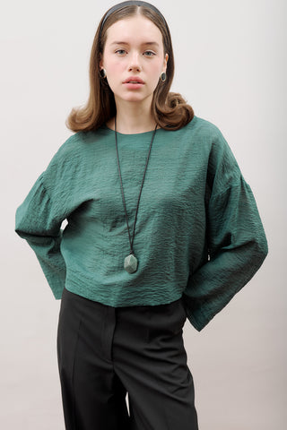Crew Neck Crop Top Green