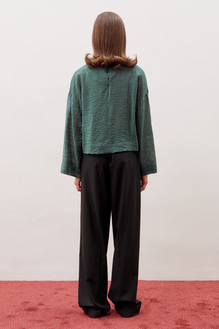 Crew Neck Crop Top Green