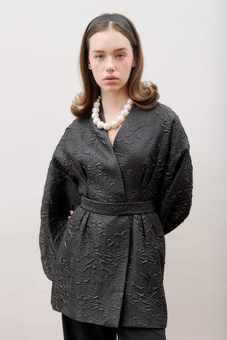 Jacquard Organza Kimono Black