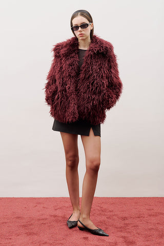 Mara Faux Fur Jacket Burgundy