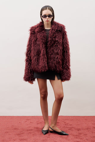 Mara Faux Fur Jacket Burgundy