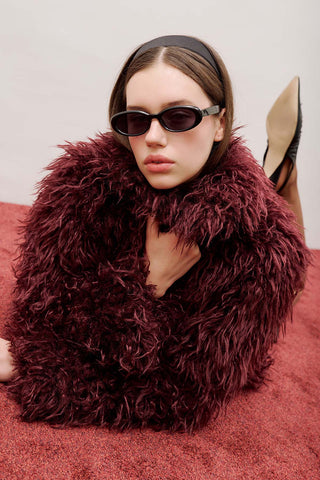 Mara Faux Fur Jacket Burgundy