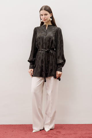 Jacquard Satin Shirt Black