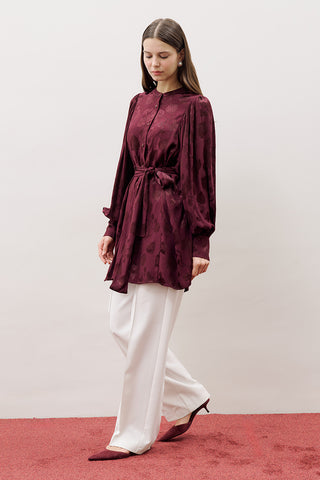 Jacquard Satin Shirt Burgundy