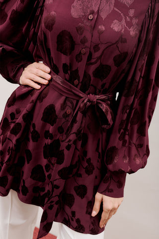 Jacquard Satin Shirt Burgundy