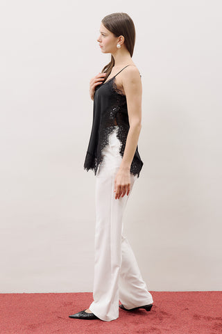 Lace-Trim Strap Blouse Black