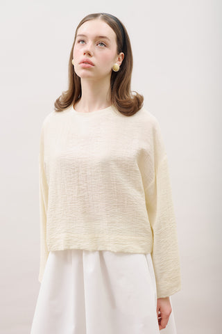 Crew Neck Crop Top Soft Yellow