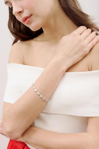 Floral Stone Bracelet Silver