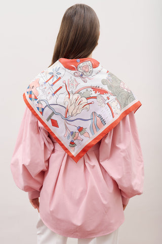 Patterned Mid-Size Satin Scarf Love Place