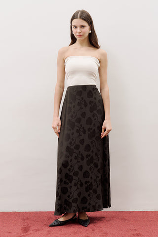 Jacquard Satin Skirt Brown