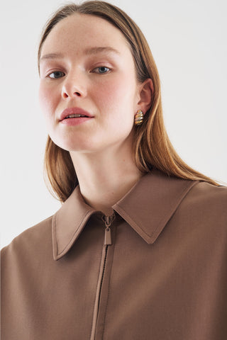 Cuff Detail Jacket Brown