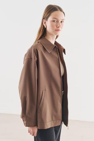 Cuff Detail Jacket Brown