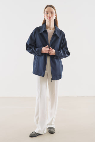 Cuff Detail Jacket Navy Blue