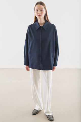 Cuff Detail Jacket Navy Blue