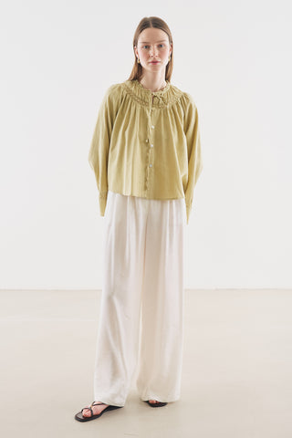 Embroidered Crop Blouse Soft Green