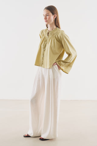 Embroidered Crop Blouse Soft Green