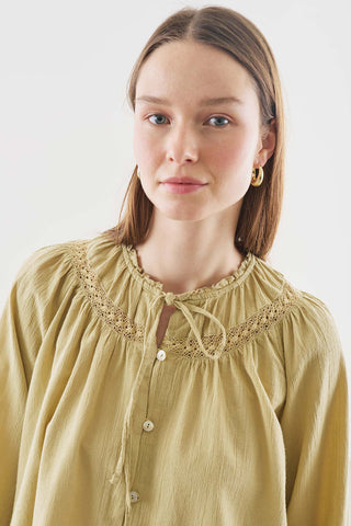 Embroidered Crop Blouse Soft Green