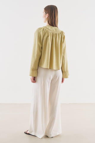 Embroidered Crop Blouse Soft Green