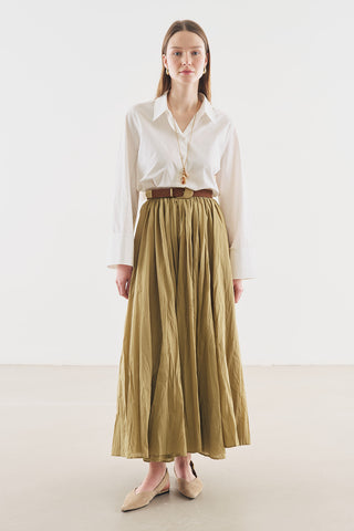 Pleated Maxi Skirt Sage Green