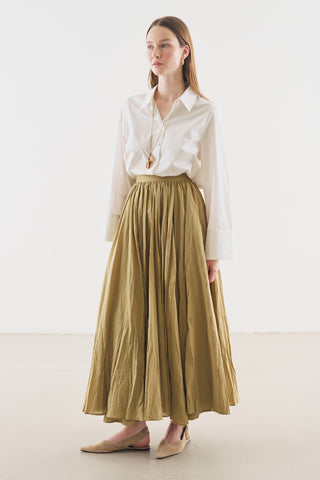 Pleated Maxi Skirt Sage Green