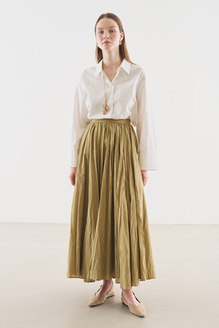 Pleated Maxi Skirt Sage Green