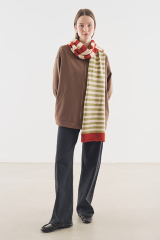 Striped Long Scarf Ecru