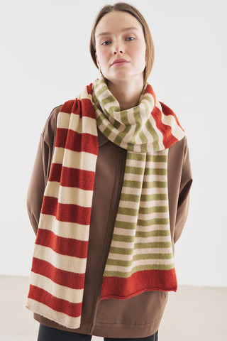 Striped Long Scarf Ecru