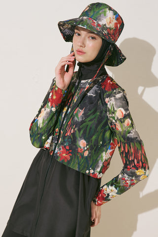 Bucket Hat With String Dark Garden
