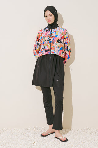 Zip-Front 3-Piece Modest Swim Set Abstract
