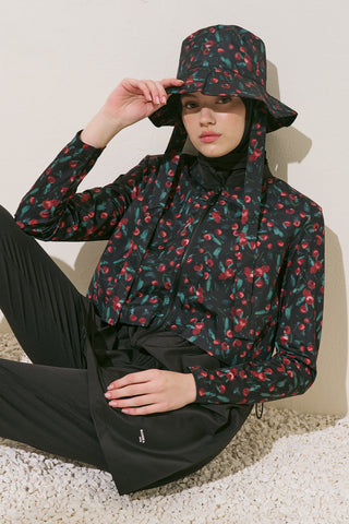 Zip-Front 3-Piece Modest Swim Set Cherry