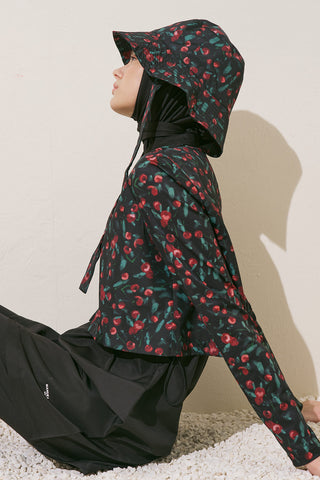 Zip-Front 3-Piece Modest Swim Set Cherry