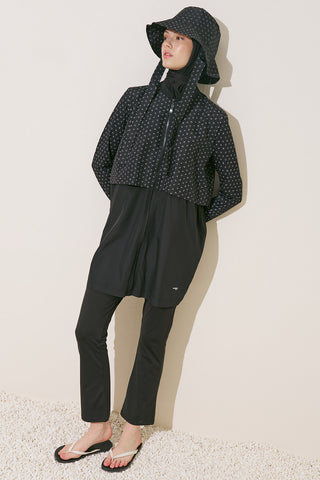 Zip-Front 3-Piece Modest Swim Set Black Logo Print