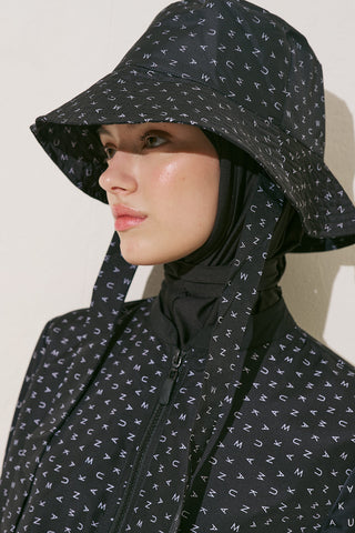 Bucket Hat With String Logo Pattern